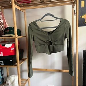 CROPPED GREEN LONG SLEEVE BLOUSE